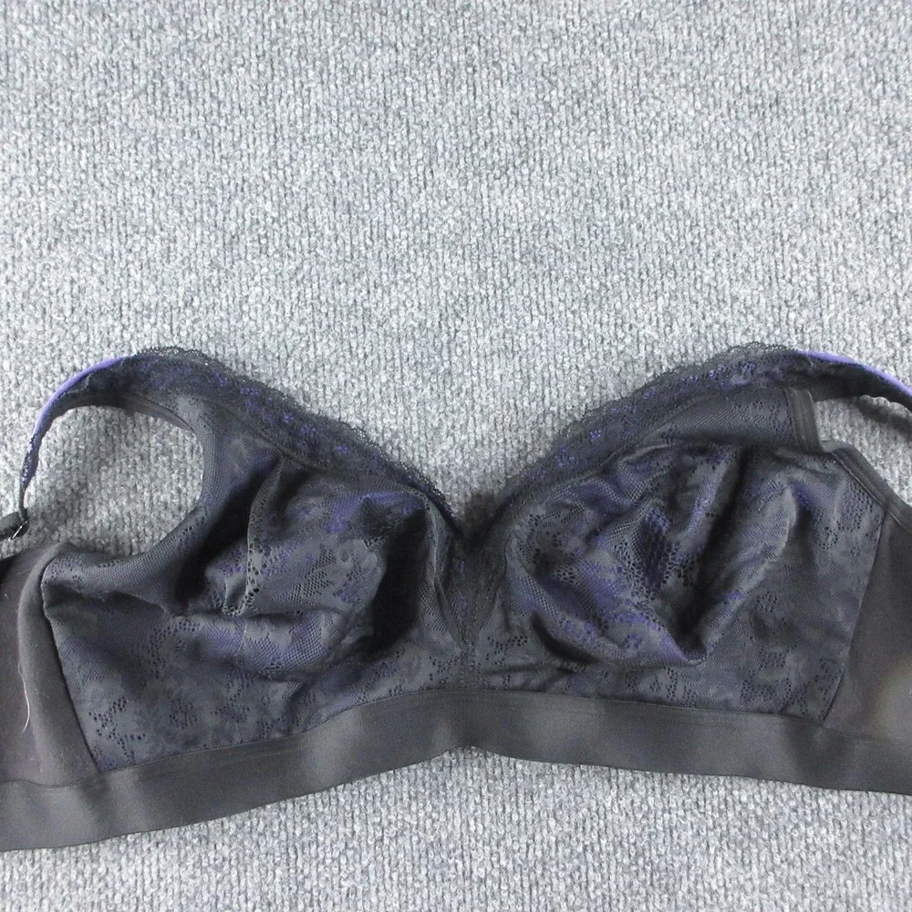 Cacique Bralette Bra Womens 44C Black Lace Wireless Lined Unpadded Everyday